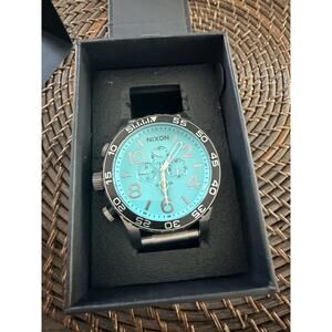 NIXON 51-30 Chrono - Silver/Turquoise Chronograph Men's Watch A1389-2084